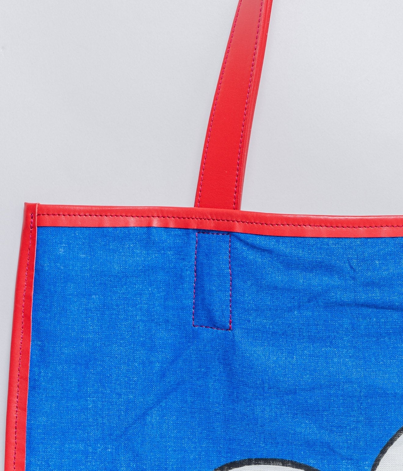 WEAREALLANIMALS UPCYCLE ”Piping Flat Tote -Vintage Smurf Fabric-" #8 - WEAREALLANIMALS